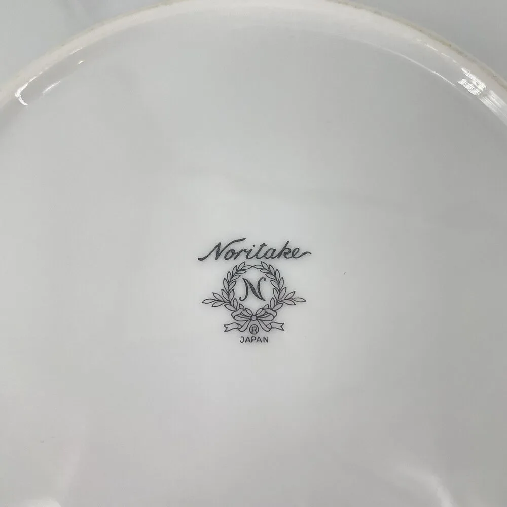 Noritake Fremont Salad Plates 8.25” Set of 2 White Porcelain Platinum Trim Japan